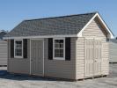 10x16 Cape Cod Style Storage Shed with Vinyl Siding and Two Doorways